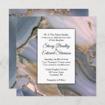 Elegant Pink Touch Marble Agate Wedding Invitation
