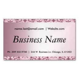Elegant Pink Tourmaline Damask Business Card Magnet