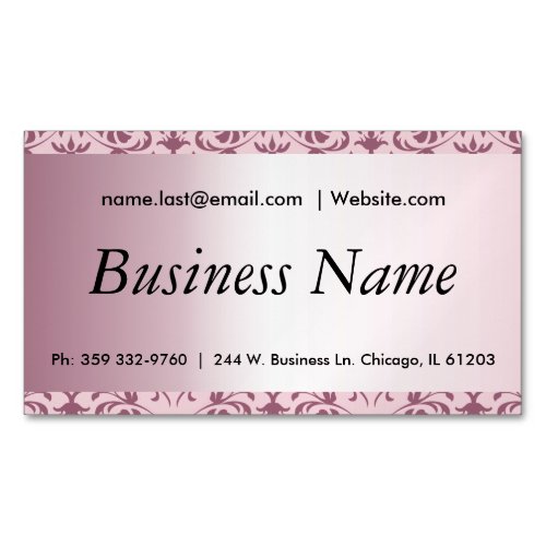 Elegant Pink Tourmaline Damask Business Card Magnet