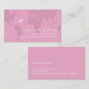 Elegant Pink Travel Agent Business Card