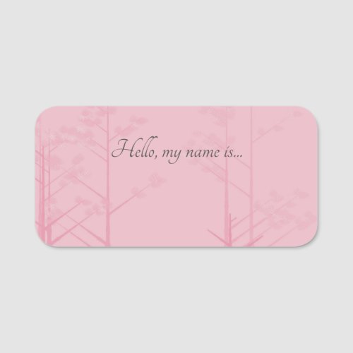 Elegant Pink Tree Art Hello My Name Is Dry Erase Name Tag