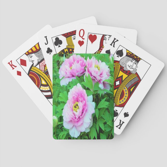 Elegant Pink Tree Peony Flowers with Yellow Center Poker Cards (Back)