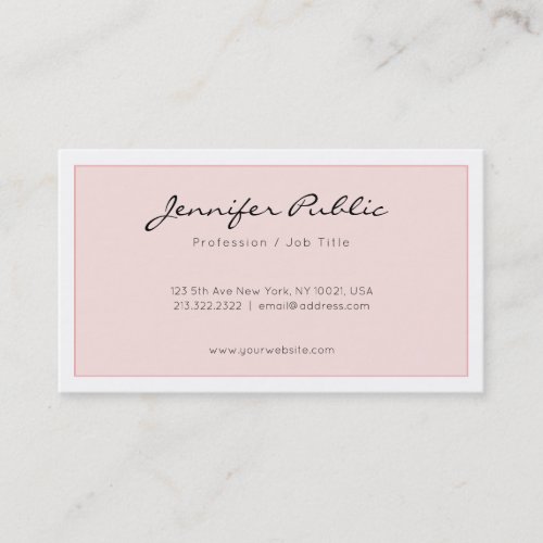 Elegant Pink Trendy Professional Minimalist Design Business Card