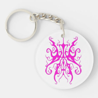 Elegant Pink Tribal Mask Abstract Design Keychain
