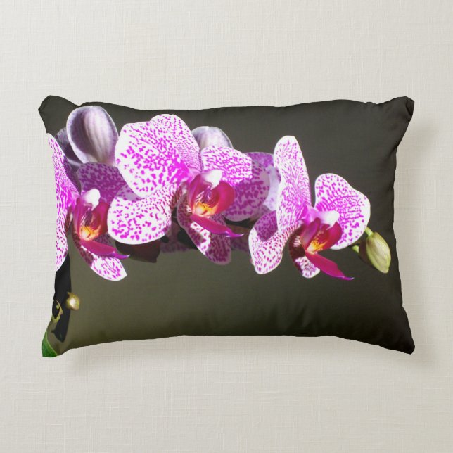 Elegant pink tropical floral flowers orchids  accent pillow (Front)