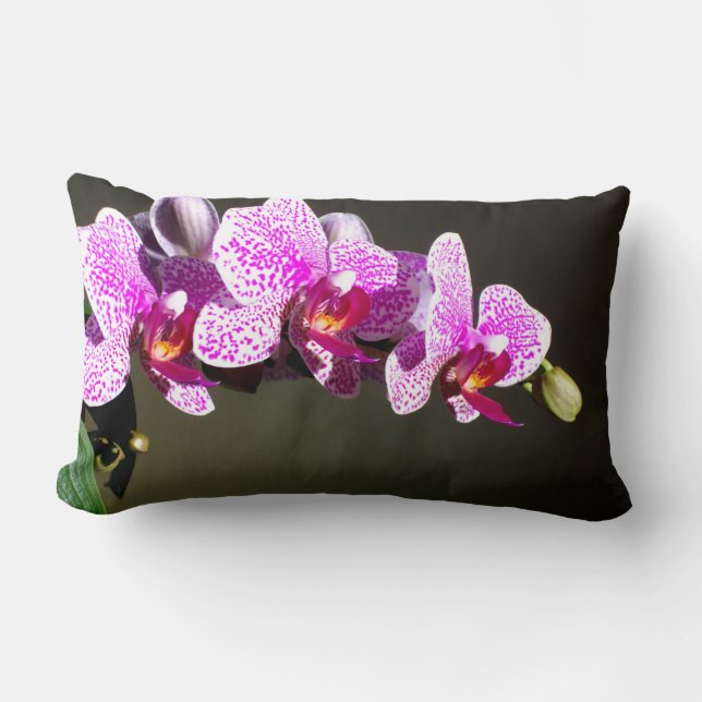 Elegant pink tropical floral flowers orchids  lumbar pillow (Front)
