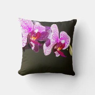Elegant pink tropical floral flowers orchids throw pillow
