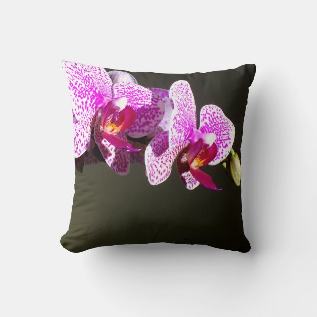 Elegant pink tropical floral flowers orchids  throw pillow (Front)
