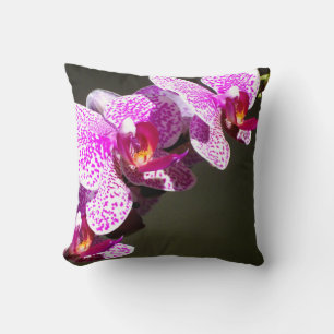 Elegant pink tropical floral flowers orchids throw pillow