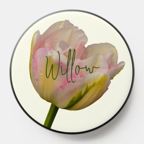 Elegant Pink Tulip Flower Personalized  PopSocket