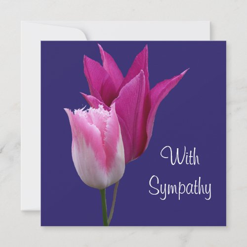 Elegant pink tulip flowers fine art lilac sympathy card