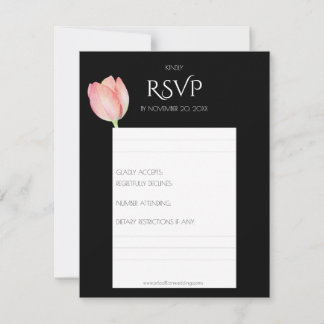 Elegant Pink tulip - minimalist modern wedding RSVP Card