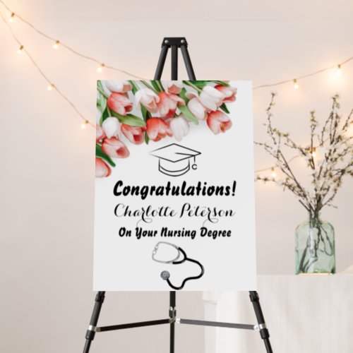 Elegant Pink Tulip Nurse Graduation Congratulation Foam Board