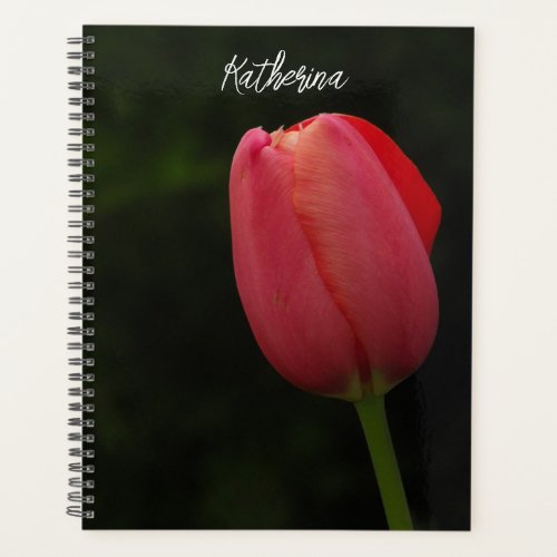 Elegant Pink Tulip Photo Script Personalized  Planner