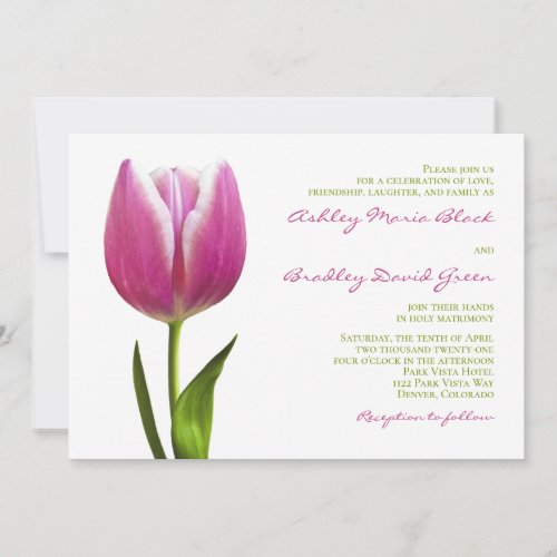 Elegant Pink Tulip Wedding Invitation
