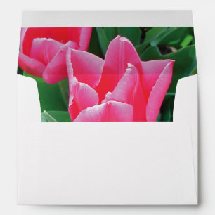 Elegant Pink Tulips 5x7 Wedding Invitation Envelope