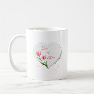 Elegant Pink Tulips & Paper Heart Mother's Day Coffee Mug