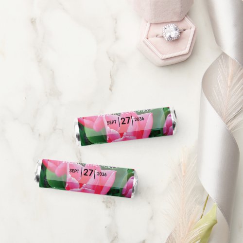 Elegant Pink Tulips Wedding Breath Savers Mints