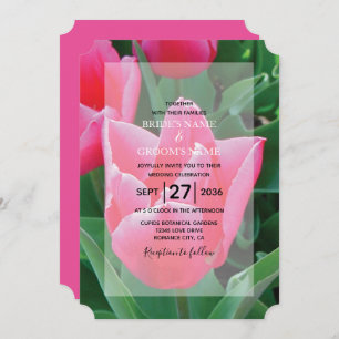 Elegant Pink Tulips Wedding Invitations