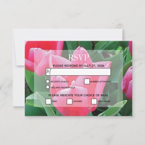 Elegant Pink Tulips Wedding RSVP Cards
