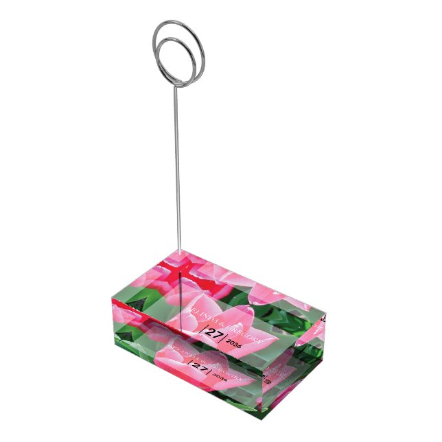 Elegant Pink Tulips Wedding Table Number Place Card Holder (Corner)