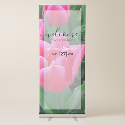 Elegant Pink Tulips Wedding Welcome Sign