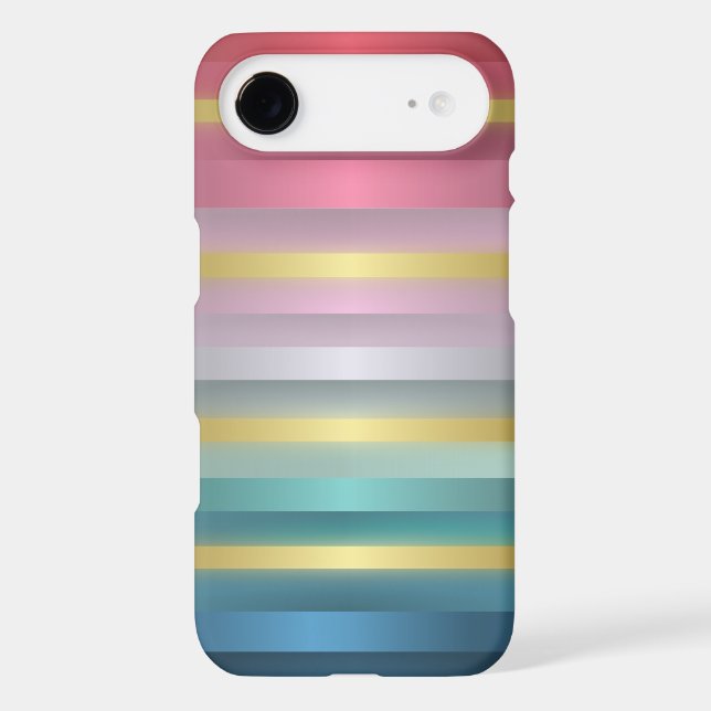 Elegant Pink Turquoise Gold Stripes Case-Mate iPhone Case (Back)