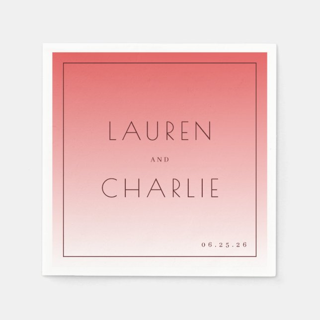 Elegant Pink Typographic Gradient Napkins (Front)