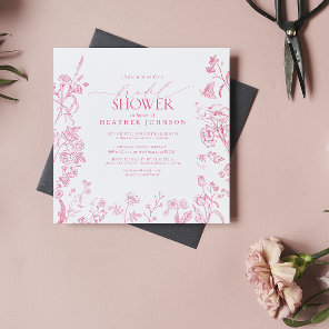 Elegant Pink Victorian Floral Bridal Shower Invitation