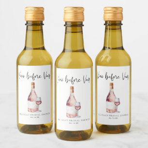 Elegant Pink Vino Before Vows Bridal Shower Favor Wine Label
