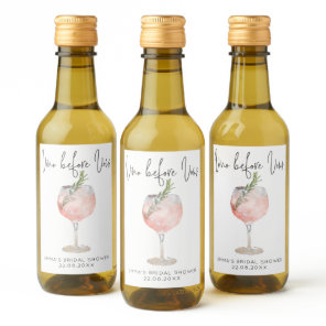Elegant Pink Vino Before Vows Bridal Shower Favor Wine Label
