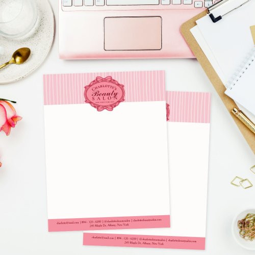 Elegant Pink Vintage Frame Beauty Salon Letterhead