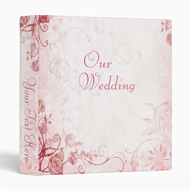 Elegant Pink Vintage Photo Album Binder (Front/Spine)