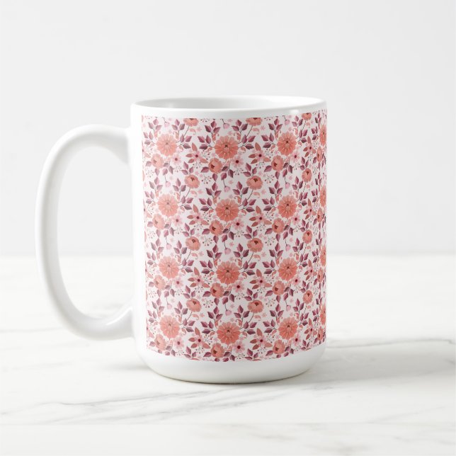 Elegant Pink Vintage Rose Flowers Mug (Left)