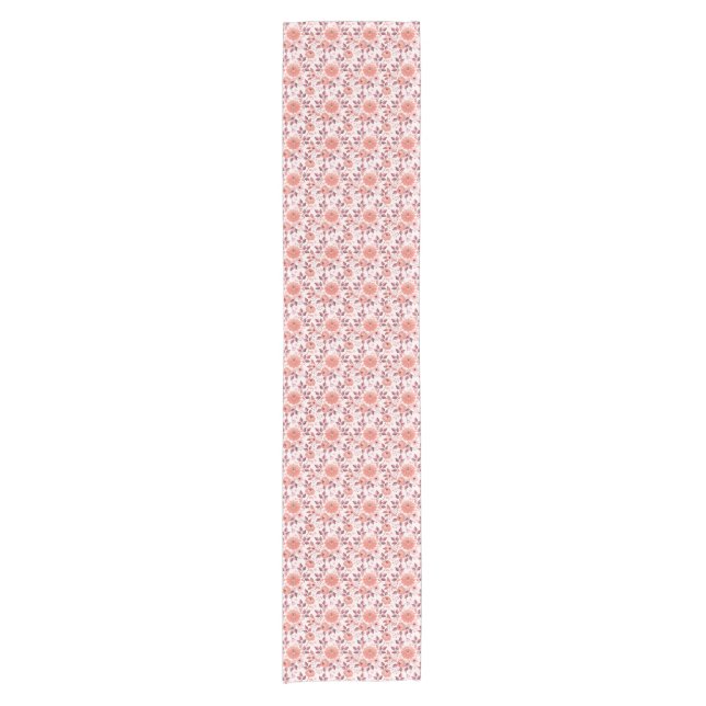 Elegant Pink Vintage Rose Flowers Table Runner (Front)