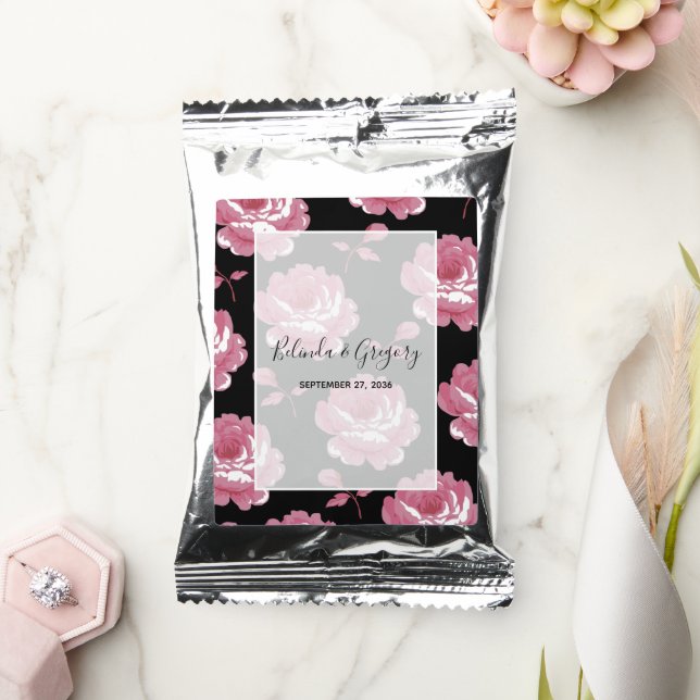 Elegant Pink Vintage Roses Wedding  Coffee Drink Mix (Wedding)