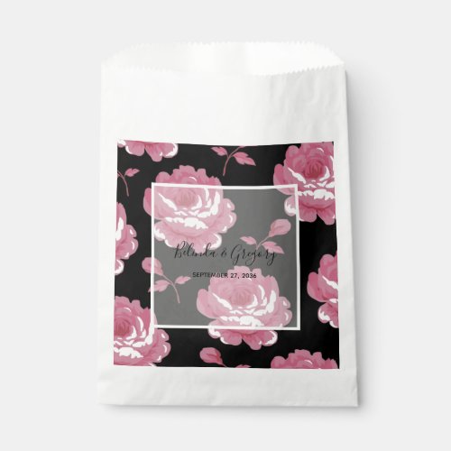 Elegant Pink Vintage Roses Wedding  Favor Bag