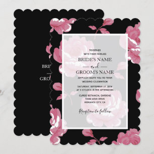 Elegant Pink Vintage Roses Wedding Invitations