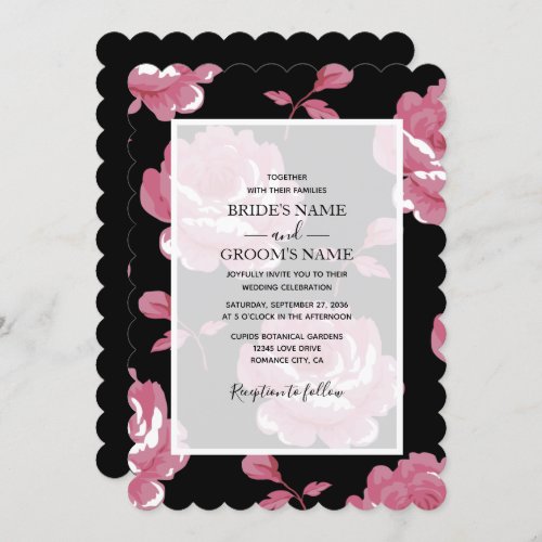 Elegant Pink Vintage Roses Wedding Invitations