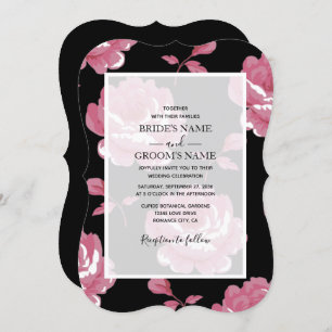 Elegant Pink Vintage Roses Wedding Invitations