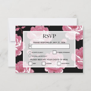 Elegant Pink Vintage Roses Wedding RSVP Cards