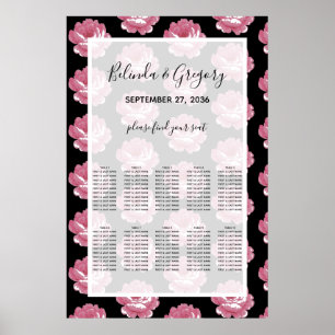 Elegant Pink Vintage Roses Wedding Seating Chart