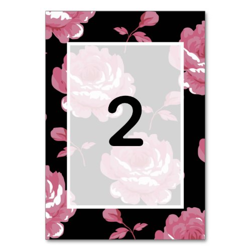 Elegant Pink Vintage Roses Wedding Table Number
