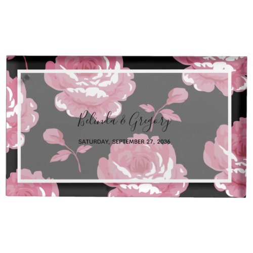 Elegant Pink Vintage Roses Wedding Table Number Place Card Holder