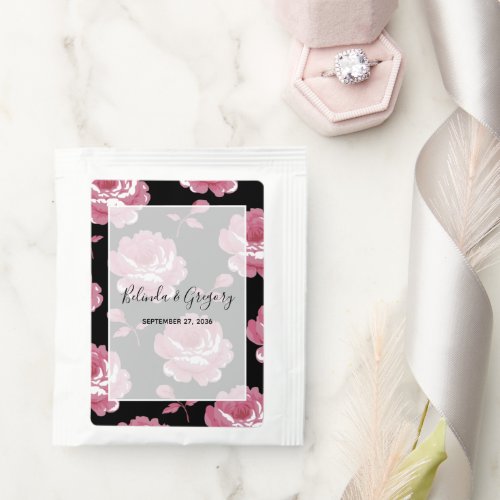 Elegant Pink Vintage Roses Wedding  Tea Bag Drink Mix