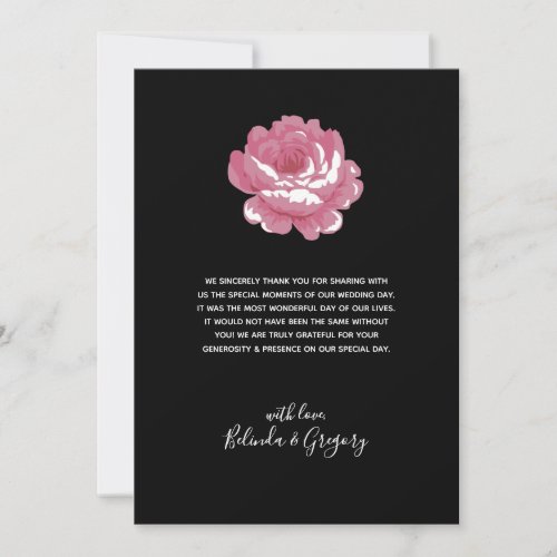 Elegant Pink Vintage Roses Wedding Thank You Card