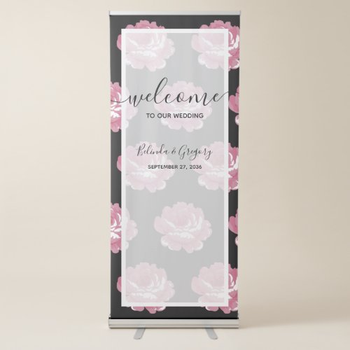 Elegant Pink Vintage Roses Wedding Welcome Sign