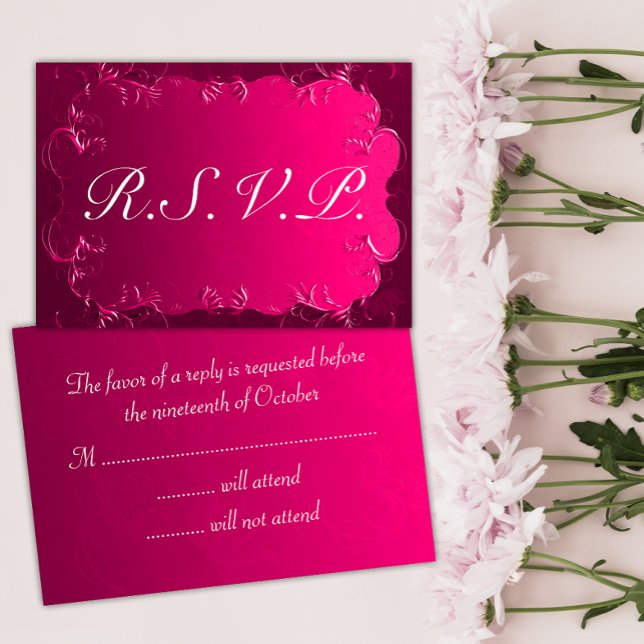 Elegant Pink Vintage Wedding RSVP Card (Creator Uploaded)