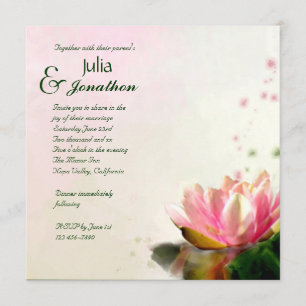 Elegant Pink Water Lily  Wedding Invitation