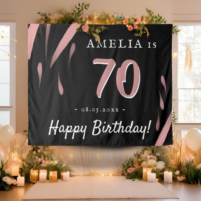 Elegant Pink Watercolor 70th Birthday Backdrop (Creator Uploaded)